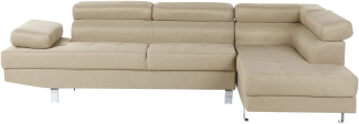 Ecksofa NORREA Stoff Helles Beige Linksseitig