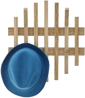 Robas Lund, Wandgarderobe/-paneel BANTRY, Eiche massiv, Natur geölt, 2 große Haken, 2 Haken, runde Optik, B/H/T: 38/40/11 cm