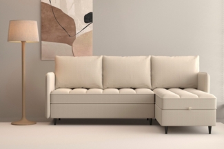 Dorel Home Ecksofa LINDHUS, L-Form, verschiedene Stellvarianten, Schlaf-Liege, Modulsofa, Recamiere, großer Bettkasten, Cord, Chenille