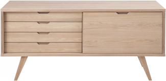 PKline Kommode Eiche/weiß 4 Schubladen Sideboard Schrank Anrichte