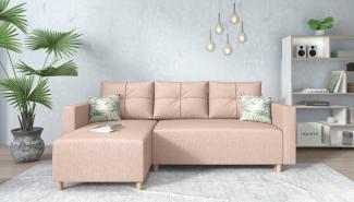 Stylefy Lamone Ecksofa Strukturstoff Rosa Links