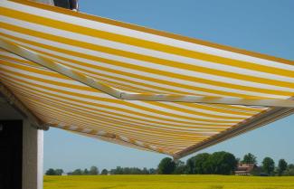 Elektrische Kassettenmarkise T124, Markise Vollkassette 5x3m ~ Polyester Gelb/Weiß