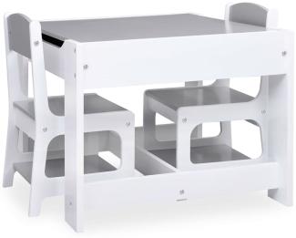 Kindertisch mit 2 Stühlen Weiß MDF