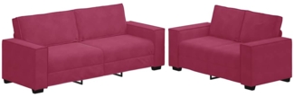 vidaXL 2-tlg. Sofagarnitur mit Kissen Weinrot Samt 3324704