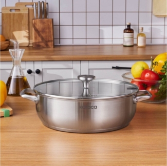 Karaca Kasserolle Karaca Elite Edelstahl-Kasserolle Flach 30 cm 6,0 L