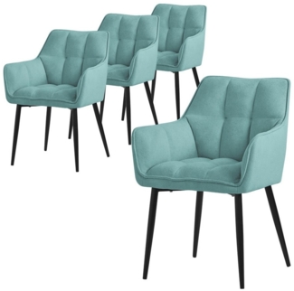 ML-DESIGN Polsterstuhl Esszimmerstuhl mit dickem gepolsterter Sitz Rücken- und Armlehnen (4 St), Wohnzimmerstuhl aus Frotteestoff Petrol Loungesessel Küchenstuhl