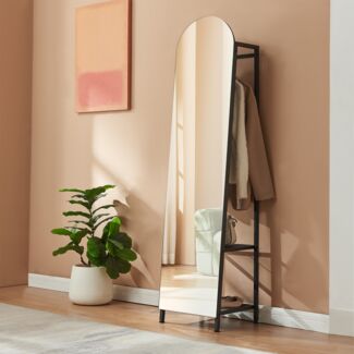 Garderobenspiegel 2-in-1 Frenraby 165x40x35 cm Schwarz [en. casa]