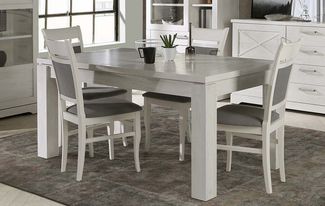Forte ROCKHAMPTON Esstisch 160, moderner Esstisch ausziehbar, Esszimmer, Wohnzimmer, Landhausstil, Holzwerkstoff, Pinie Weiß Holzdekor, 160,4 cm breit x 76,1 cm hoch x 90,4 cm tief