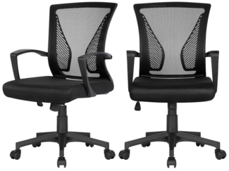 Yaheetech Drehstuhl (2 St), 360° drehbar, Wippfunktion, bis 125 kg belastbar