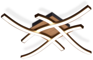 ZMH LED Deckenleuchte Wohnzimmer Holz Schwarz Wellenförmig Modern Deckenlampe Warmweiß, 2260lm, LED fest integriert, 3000K, Augenschutz Küchenlampe für Flur