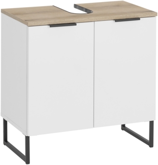 Waschbeckenunterschrank >Denver< 2 Türen, weiß matt / Evoke Eiche dekor - 60x60x35cm (BxHxT)