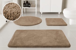 OTTO home Badematte Neele, Höhe 20 mm, rutschhemmend beschichtet, schnell trocknend, Polyester, rund, Badteppich, getuftet, modern, Uni, antirutsch, flauschig, Hochflor