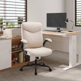 EUGAD Bürostuhl (1 St), Chefsessel, Drehstuhl mit Rollen, hochklappbare Armlehnen