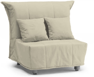 Dmora Sessel Andreou, Einzelsofa, Wohnzimmersessel mit Trolley-Öffnung aus gepolstertem Stoff, Kissen inklusive, 100 % Made in Italy, 85 x 90 x 85 cm, Beige