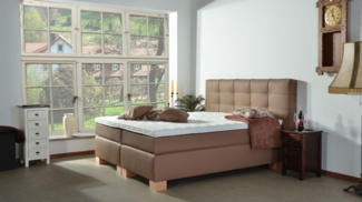 Meisterbetten Boxspringbett Wera 100x220 in KL-Nougat, Matratzenbezug Nano, Komfortschaum-Topper