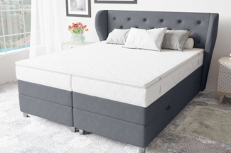 99rooms Hermes Boxspringbett 140x200 cm Velours SORO Delphingrau Bonell-Federung