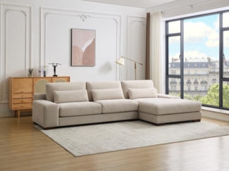 Vente-unique - Ecksofa - Ecke rechts - Stoff - Beige - STRALAO