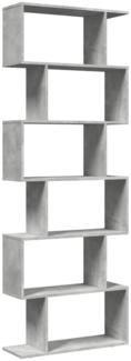 vidaXL Raumteiler-Bücherregal 6 Etagen Betongrau 70x24x193 cm 858087