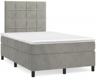 vidaXL Boxspringbett mit Matratze Hellgrau 120x190 cm Samt 3269995