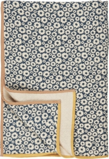 Ib Laursen - Decke Plaid Kuscheldecke Wohndecke Blumenmuster Petrol 6895-60