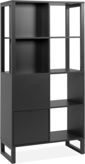 Finori Sumatra 20A Regal/Raumteiler, anthrazit | Regal/Raumteiler für Wohnzimmer | Maß: B x H x T ca. 83,5 x 165 x 40 cm | Raumteiler-Regal mit 2 Türen (je 1 auf einer Seite) und 8 offenen Fächern (4 davon durch eine eingezogene Mittelwand entstanden)