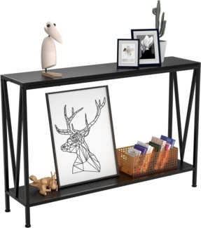 GarveeMore Konsolentisch,Beistelltisch,Holz und Metall Sofatisch mit Regal,110x25x76cm