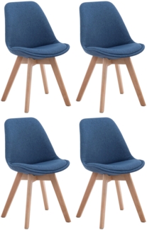 CLP 4er Set Besucherstühle Borneo V2 Stoff mit Polsterung,blau natura
