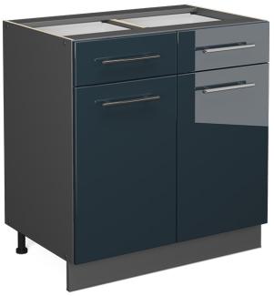 Vicco Schubunterschrank Fame-Line Anthrazit Dunkelblau Hochglanz 80 cm ohne Arbeitsplatte