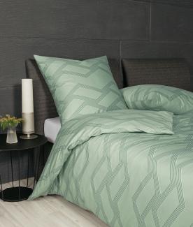 Janine J.D. Mako-Satin Bettwäsche 200x220 Rauten Zacken rauchgrün grün 87082-06