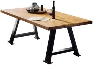 TABLES&Co Tisch 200x100 Teak Natur Metall Schwarz