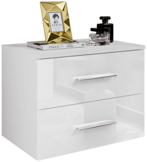 Lookway Nachttisch LINA II mit Chromgriffen Hängeschrank LED Hochglanz, Breite 55cm