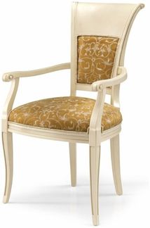 Casa Padrino Luxus Barock Esszimmer Stuhl mit Armlehnen Creme / Braun H. 98 cm - Made in Italy