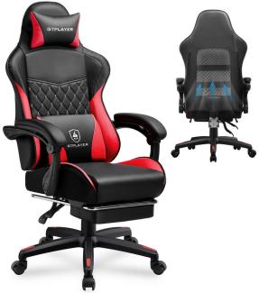 GTPLAYER Gaming-Stuhl Gaming Chair, Ergonomischer Bürostuhl mit Doppelrückenlehne, mit Fußstütze, abnehmbarem Bezug und Lendenwirbelstütze