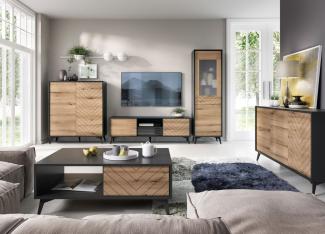 Wohnzimmer-Set Diamond Anbauwand 5-teilig Evoke Oak schwarz