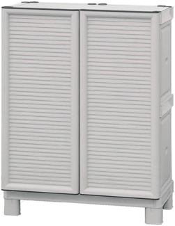 Dmora Arlinda Outdoor-Garderobe, Outdoor-Möbel, Mehrzweck-Balkongarderobe, Outdoor-Schrank, 100 % Made in Italy, Hellgrau, 70 x 39 x 92 cm