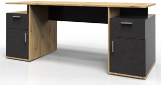 FMD Möbel Schreibtisch in Artisan Eiche Dekor-Matera - 185,1x75x67,5cm (BxHxT)