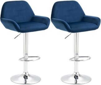 2er Set Barhocker Braga Samt chrom blau