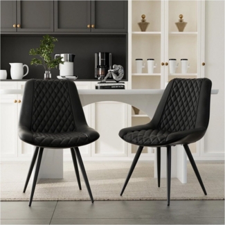 HTI-Living Esszimmerstuhl Esszimmerstuhl Astrid 2er-Set Kunstleder Schwarz (Set, 2 St), Polsterstuhl Metallbeine