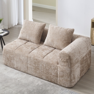 LVHOM 2-Sitzer Sofa mit Seitentasche, Chaiselongue Ecksofa Relaxsessel, Lounge Sessel Schlafsofa Polstersofa Doppelsofa für Wohnzimmer