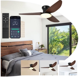 Jibenhome Deckenleuchte Deckenventilatoren mit Beleuchtung 99 cm,6 Stufen,Leiser DC-Motor, App/Fernbedienung-Steuerung, Timer,Dimmbar 3-Farben