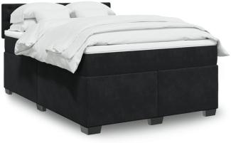 vidaXL Boxspringbett mit Matratze Schwarz 140x190 cm Samt 3288620