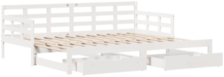 vidaXL Tagesbett Ausziehbar mit Schubladen ohne Matratze Weiß 80x200cm 3302258