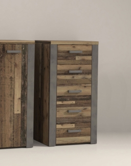 Kommode Anrichte 61cm old wood vintage beton dunkelgrau Modern