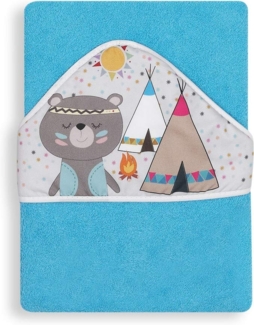 Interbaby 01131-30 Baby Kapuzenbadetuch INDIO türkisblau, Türkis