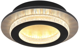 LED Deckenleuchte, Kristalle, gold, schwarz, CCT, D 20 cm