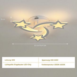 Riserva LED Deckenleuchte Schlafzimmer Deckenleuchte,dimmbares Licht,Sternschnuppen Dekoration
