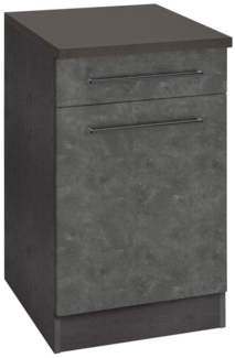 KOCHSTATION Unterschrank KS-Tulsa 50 cm breit, 1 Tür, 1 Schubkasten, schwarzer Metallgriff, MDF Front