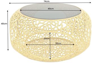 riess-ambiente Couchtisch SPIN Ø75cm gold / schwarz - Schwarzglas, Metall, Stauraum, handmade (Einzelartikel, 1-St), runder Beistelltisch m. individuellem Blattmuster- ideal f. Wohnzimmer
