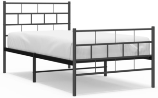 vidaXL Bettgestell mit Kopf- und Fußteil, Metall, Schwarz, 100x190 cm