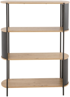 Calicosy Regal mit 4 Ebenen in Holzoptik und schwarzen Metallseiten H133,5 cm - EKLO - Helles Holz